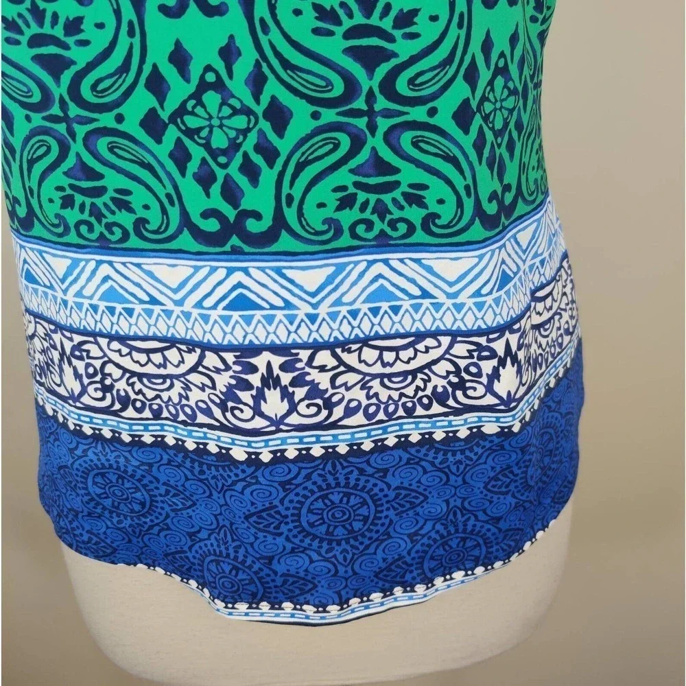 Lands' End Rash Guard Top UPF Floral Crewneck Short‎ Sleeve